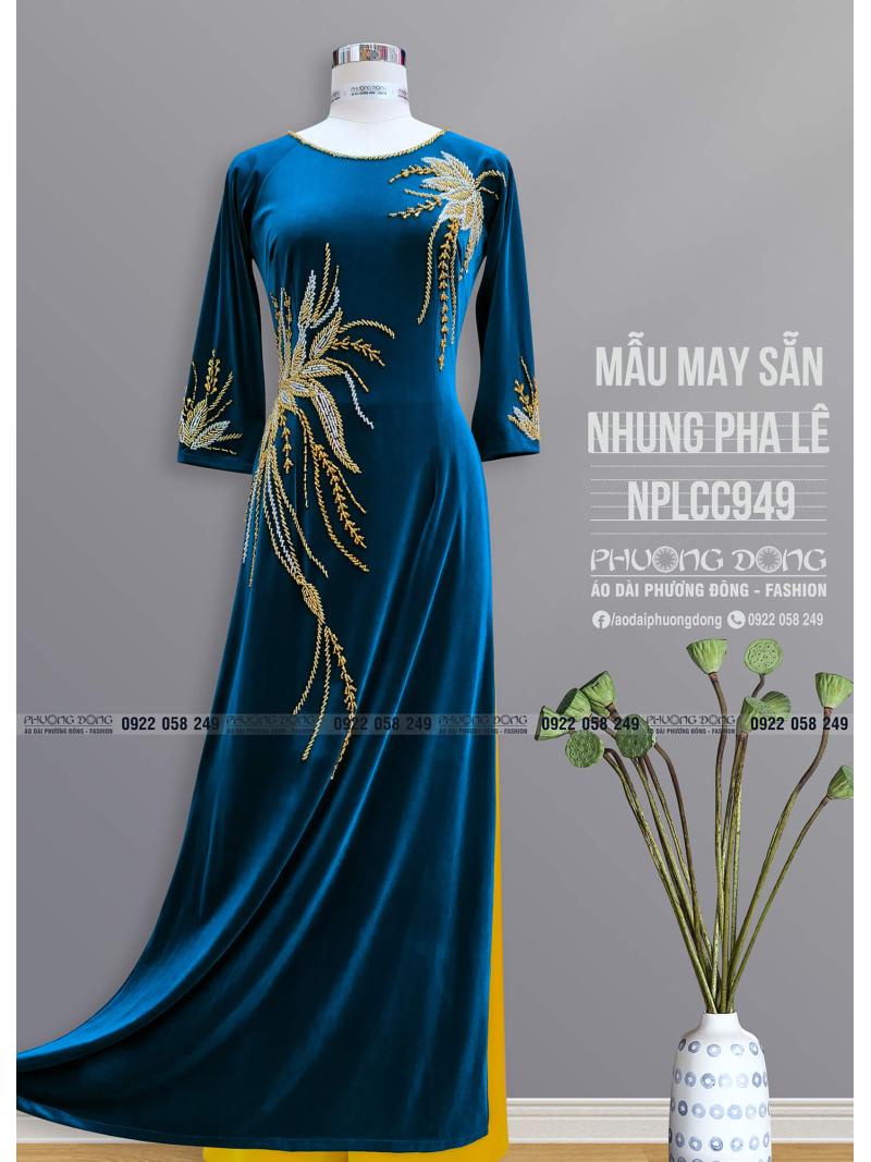 Áo Dài Bà Sui Nhung Đính Đá Pha Lê Cao Cấp NPLCC949